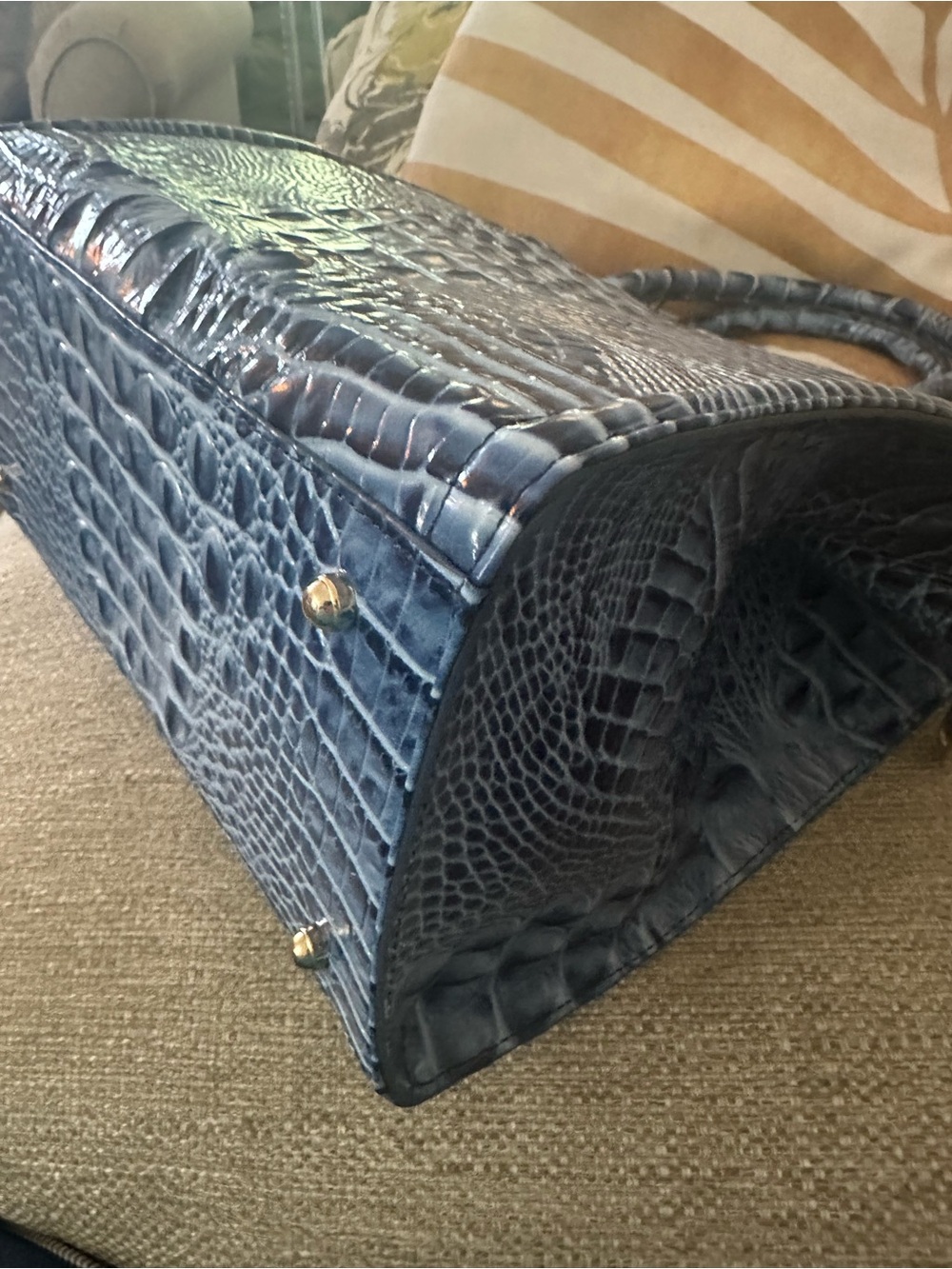 Brahmin Caroline Blue Croc-Embossed Leather Serenade Satchel NWT Bag - Picture 9 of 16